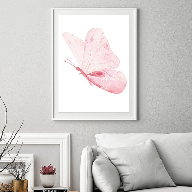 Nowoczesne różowe motyle - akwarela na płótnie - Wianko - 5