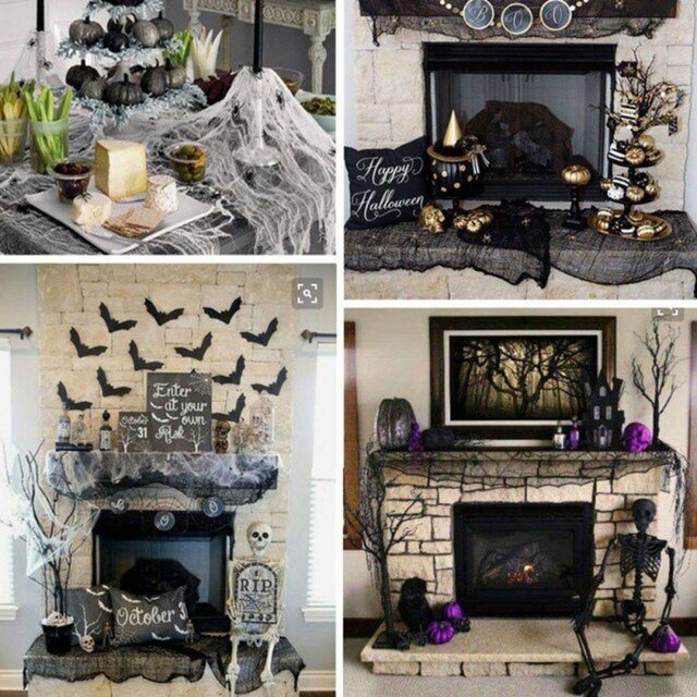 Czarny przerażający gaza na Halloween - dekoracyjna wysięgnikowa tkanina do domu - Wianko - 4