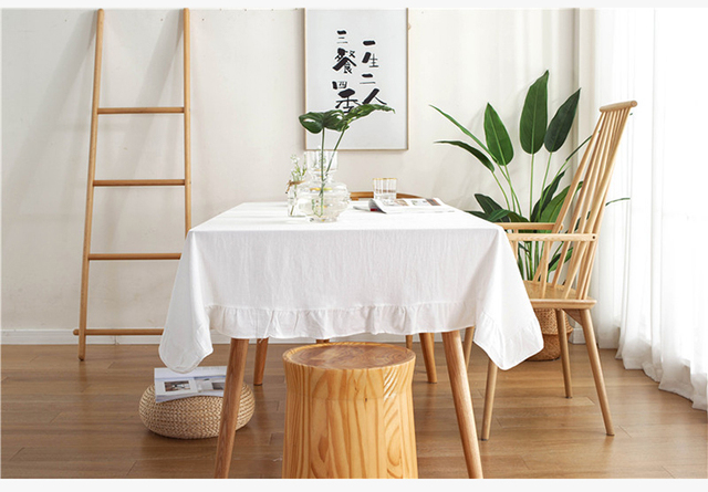 Biały zmywalny obrus bawełniany na ślub, jadalnię i dekoracje bankietowe - Wianko - 1