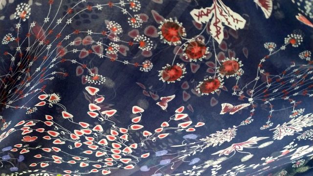 Jedwabna tkanina szyfonowa z nadrukiem kwiatowym - niebieski, dla kobiet i dzieci - idealna na suknie - 100% bambus - lato - Wianko - 5