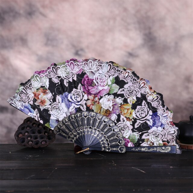 Wedding Party koronkowy jedwabny składany wachlarz w stylu chińskim z różą brązującą - idealny prezent na Cadeau Mariage i Invité Eventail Japonais - Wianko - 10