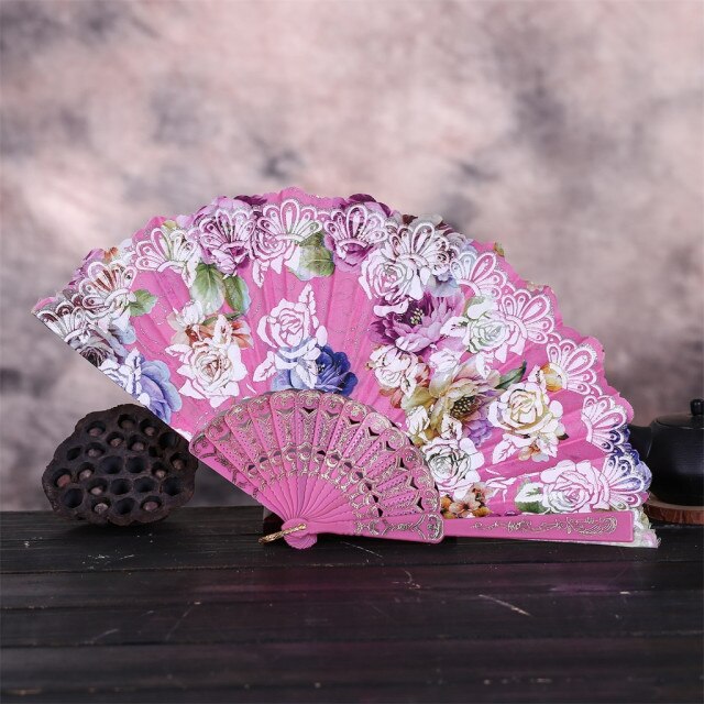 Wedding Party koronkowy jedwabny składany wachlarz w stylu chińskim z różą brązującą - idealny prezent na Cadeau Mariage i Invité Eventail Japonais - Wianko - 13