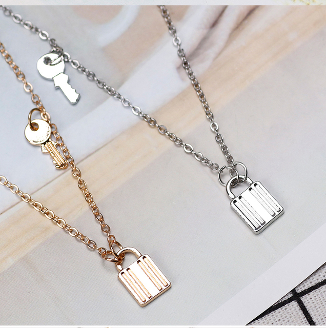 Kreatywny Retro naszyjnik ze złotej biżuterii - prosty klucz w kształcie zamka obojczyka - Wianko - 16