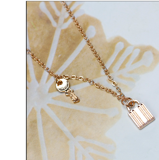 Kreatywny Retro naszyjnik ze złotej biżuterii - prosty klucz w kształcie zamka obojczyka - Wianko - 13