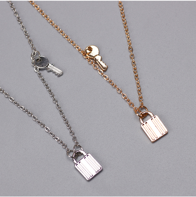 Kreatywny Retro naszyjnik ze złotej biżuterii - prosty klucz w kształcie zamka obojczyka - Wianko - 18