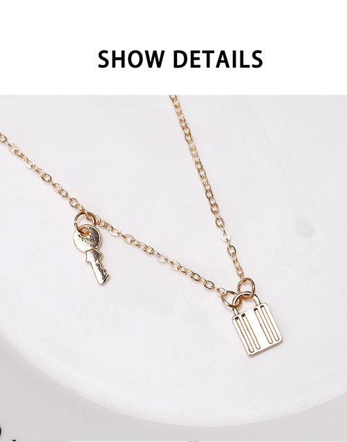 Kreatywny Retro naszyjnik ze złotej biżuterii - prosty klucz w kształcie zamka obojczyka - Wianko - 9