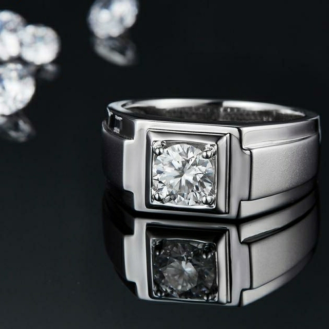 Pierścień zaręczynowy P & Y dla mężczyzn, wysoka jakość, 6.5mm, 1.0Ct Diament Moissanite, kolor D, srebro 926 - Wianko - 9