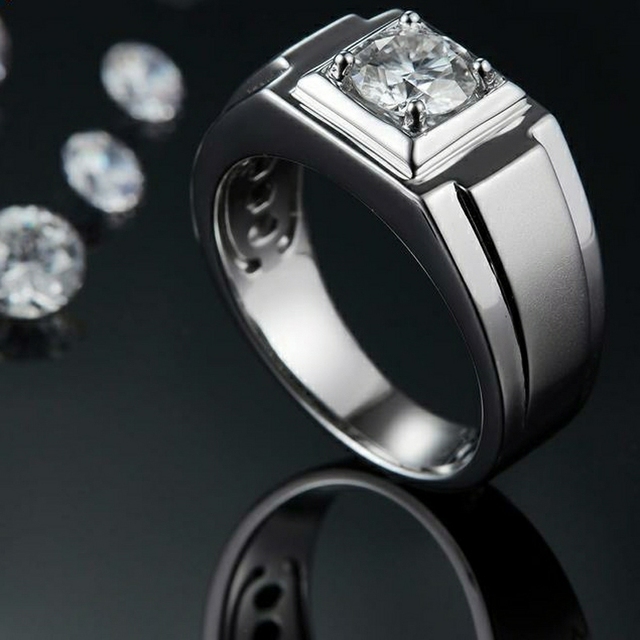 Pierścień zaręczynowy P & Y dla mężczyzn, wysoka jakość, 6.5mm, 1.0Ct Diament Moissanite, kolor D, srebro 926 - Wianko - 8