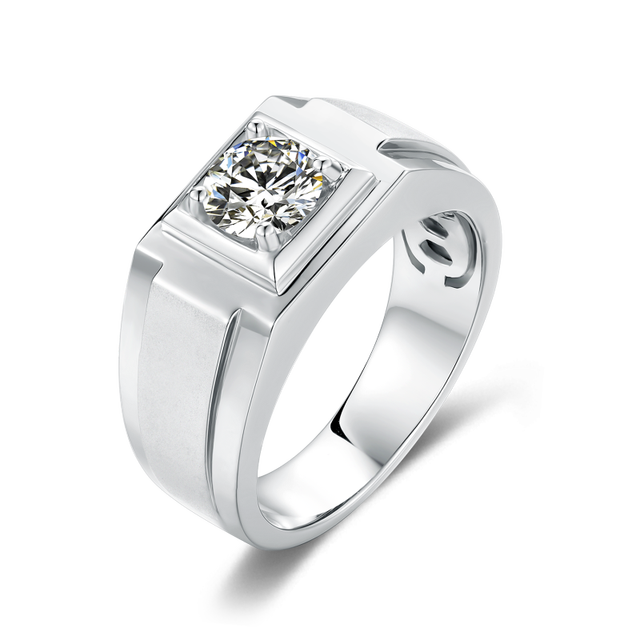 Pierścień zaręczynowy P & Y dla mężczyzn, wysoka jakość, 6.5mm, 1.0Ct Diament Moissanite, kolor D, srebro 926 - Wianko - 4