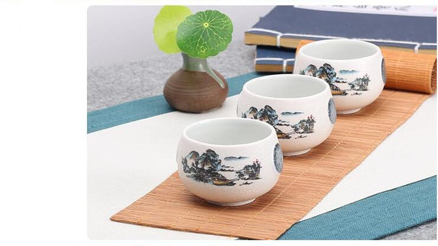 Zestaw 4 ceramicznych filiżanek z Chin - naczynia do herbaty, ręcznie wykonane z porcelany, w stylu boutique, wraz z małą miską oraz innymi akcesoriami, w eleganckim zestawie - Wianko - 13