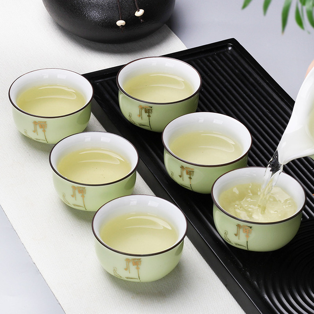 Zestaw 4 ceramicznych filiżanek z Chin - naczynia do herbaty, ręcznie wykonane z porcelany, w stylu boutique, wraz z małą miską oraz innymi akcesoriami, w eleganckim zestawie - Wianko - 4