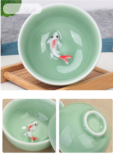 Zestaw 4 ceramicznych filiżanek z Chin - naczynia do herbaty, ręcznie wykonane z porcelany, w stylu boutique, wraz z małą miską oraz innymi akcesoriami, w eleganckim zestawie - Wianko - 9