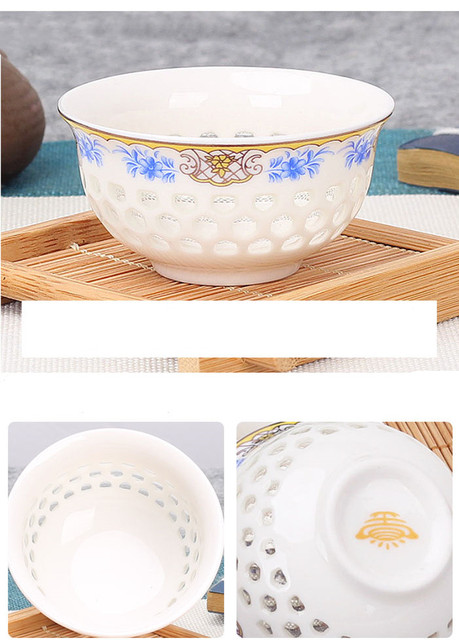 Zestaw 4 ceramicznych filiżanek z Chin - naczynia do herbaty, ręcznie wykonane z porcelany, w stylu boutique, wraz z małą miską oraz innymi akcesoriami, w eleganckim zestawie - Wianko - 10