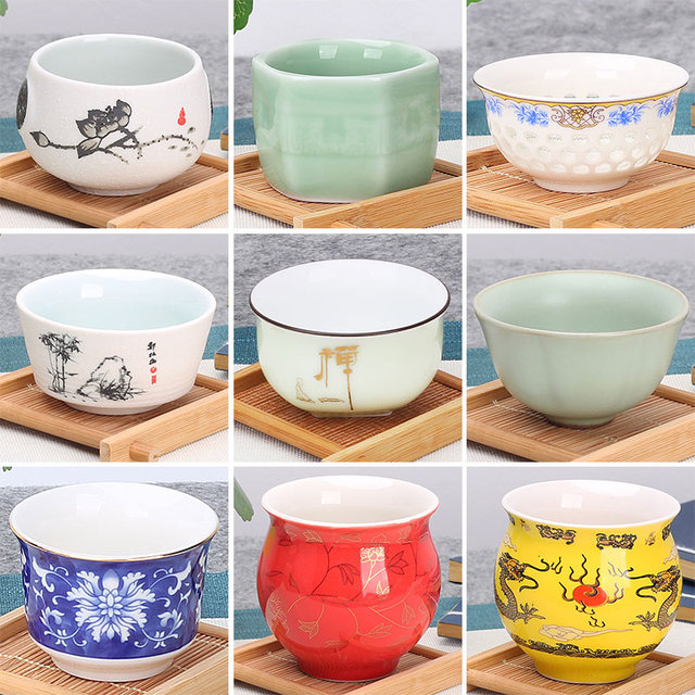 Zestaw 4 ceramicznych filiżanek z Chin - naczynia do herbaty, ręcznie wykonane z porcelany, w stylu boutique, wraz z małą miską oraz innymi akcesoriami, w eleganckim zestawie - Wianko - 1