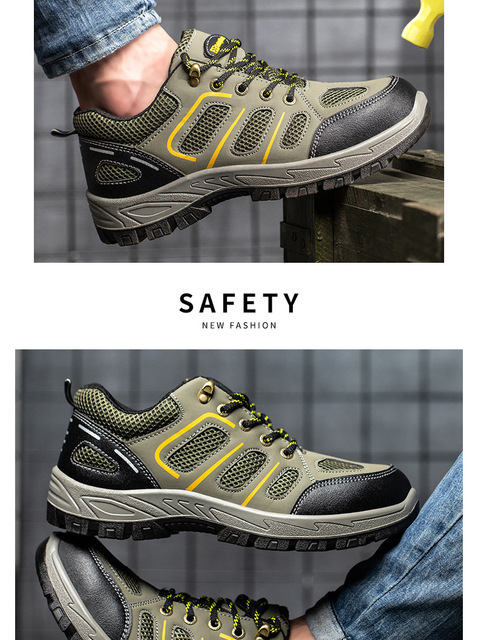 Męskie obuwie ochronne z stalową nasadką na palec, antyuderzeniowe, oddychające i wygodne buty robocze odporne na przekłucie - Wianko - 9