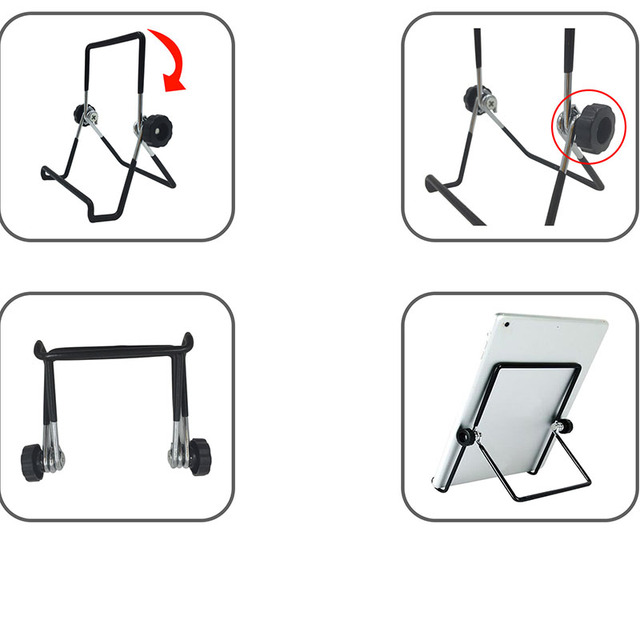 Przenośny składany metalowy stojak na Tablet z regulacją i funkcją telefonu - uniwersalny uchwyt na biurko do montażu na wzmacniaczu dla Tabletów i iPada 5-10'' - Wianko - 8