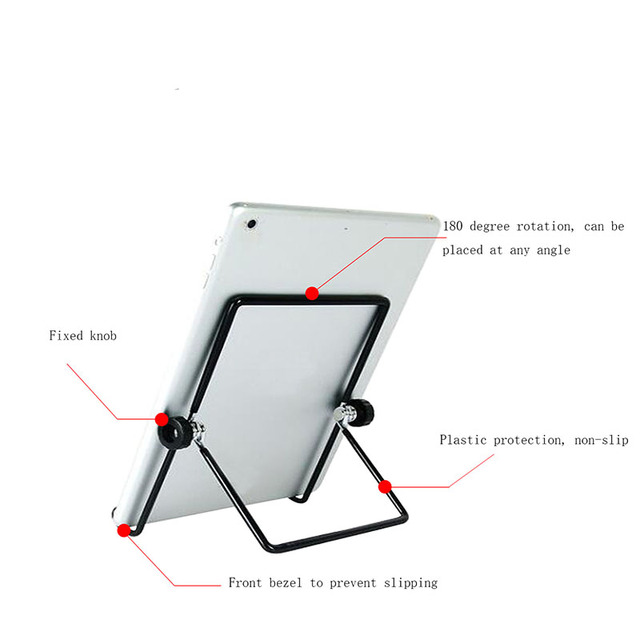 Przenośny składany metalowy stojak na Tablet z regulacją i funkcją telefonu - uniwersalny uchwyt na biurko do montażu na wzmacniaczu dla Tabletów i iPada 5-10'' - Wianko - 6