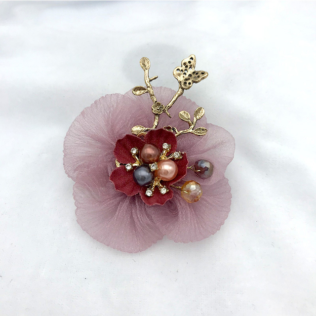Koreańska broszka z kwiatem perła - wysoka jakość, handmade - Wianko - 4