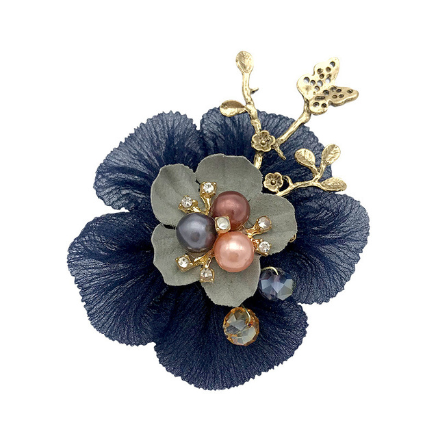 Koreańska broszka z kwiatem perła - wysoka jakość, handmade - Wianko - 1