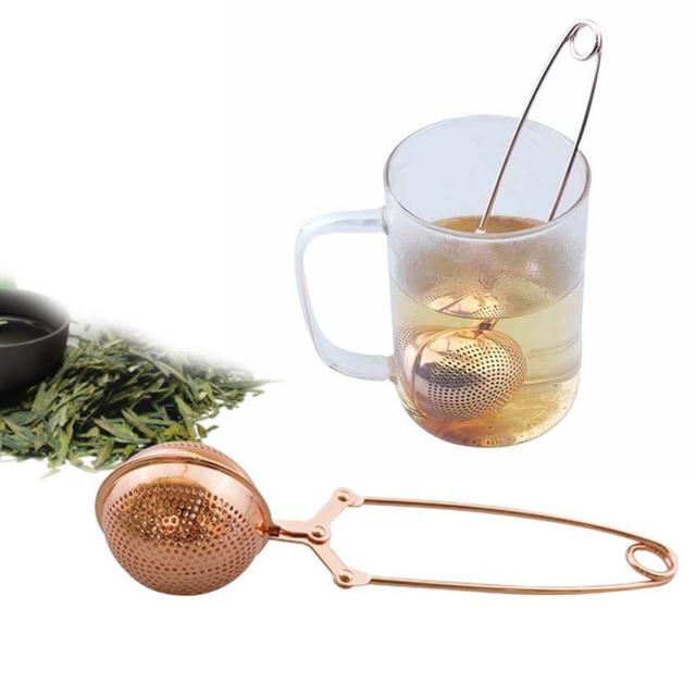 Zaparzacz do herbaty - kula ze stali nierdzewnej, sitko siatkowe, różowe złoto, uchwyt dyfuzor do zaparzania herbaty, kawa, ziół i przypraw - Wianko - 5