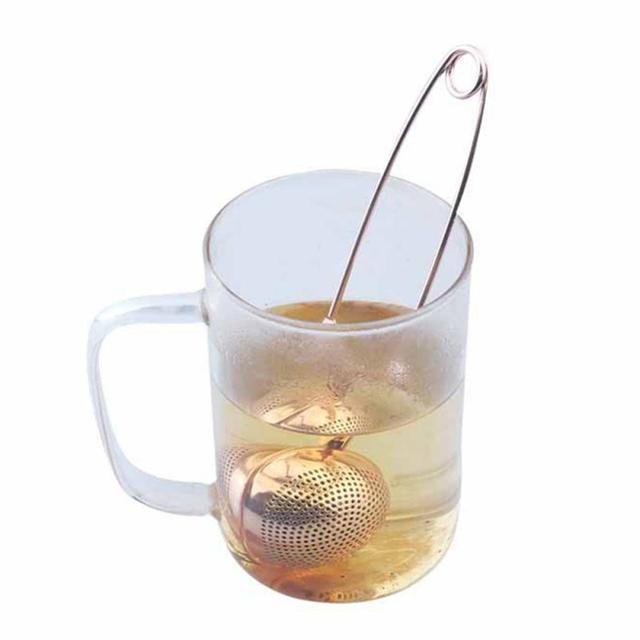 Zaparzacz do herbaty - kula ze stali nierdzewnej, sitko siatkowe, różowe złoto, uchwyt dyfuzor do zaparzania herbaty, kawa, ziół i przypraw - Wianko - 6