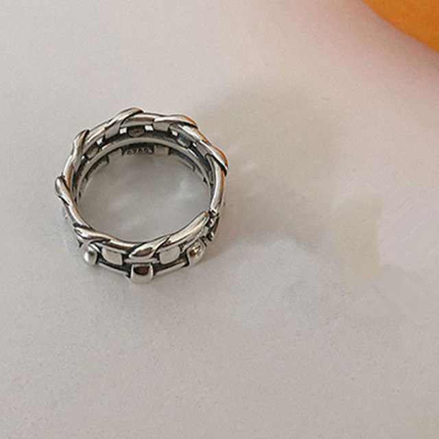 Pierścień VENTFILLE 925 Sterling Silver koreański, pleciony, szeroki - modny i ręcznie wykonany w stylu etnicznym - Wianko - 6