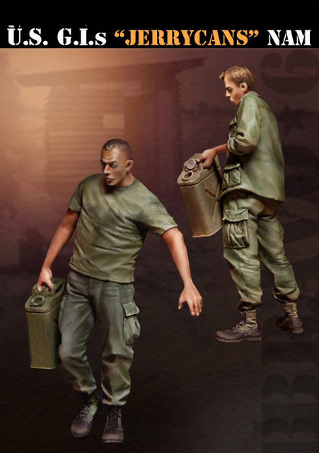Zestaw modelarski żołnierza 1/35 z żołnierzami G.I.s i Jerrycans wojna w Wietnamie rysunek historyczny żywica Kit - Wianko - 3