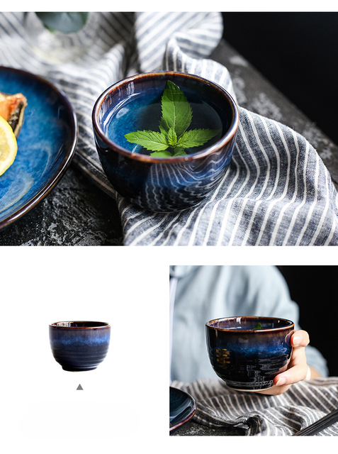 Lekkie, luksusowe ceramiczne naczynia obiadowe - zestaw 5 sztuk w europejskim stylu niebieskim kolorze - Wianko - 9