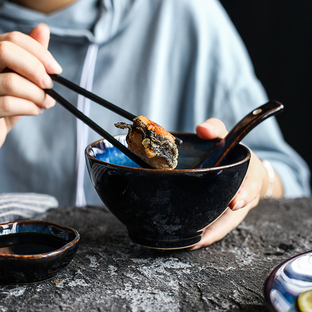 Lekkie, luksusowe ceramiczne naczynia obiadowe - zestaw 5 sztuk w europejskim stylu niebieskim kolorze - Wianko - 2