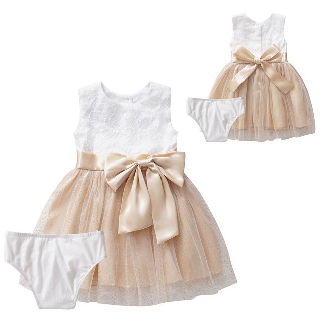 Koronkowa brokatowa sukienka dla noworodka - suknia balowa dla dziecka - duże kokardy - Princess Girl Dress - Wianko - 16