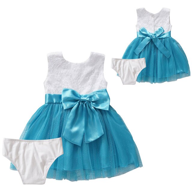 Koronkowa brokatowa sukienka dla noworodka - suknia balowa dla dziecka - duże kokardy - Princess Girl Dress - Wianko - 3