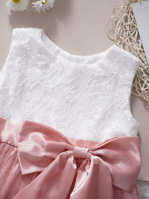 Koronkowa brokatowa sukienka dla noworodka - suknia balowa dla dziecka - duże kokardy - Princess Girl Dress - Wianko - 15