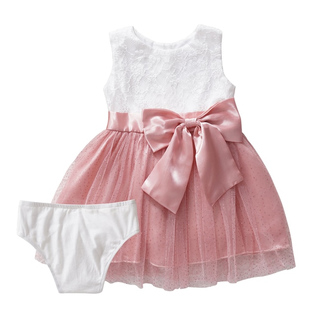 Koronkowa brokatowa sukienka dla noworodka - suknia balowa dla dziecka - duże kokardy - Princess Girl Dress - Wianko - 10