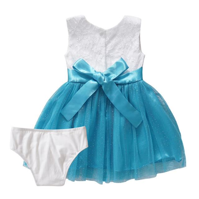 Koronkowa brokatowa sukienka dla noworodka - suknia balowa dla dziecka - duże kokardy - Princess Girl Dress - Wianko - 5
