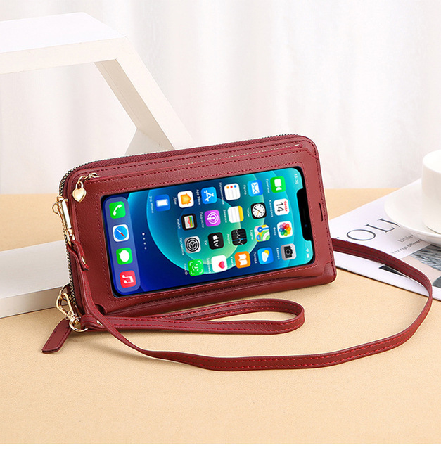 Duża, skórzana damska torebka na ramię z długim paskiem, pojemna, z prostym ekranem dotykowym na telefon, koloru jednolitego - Wianko - 28