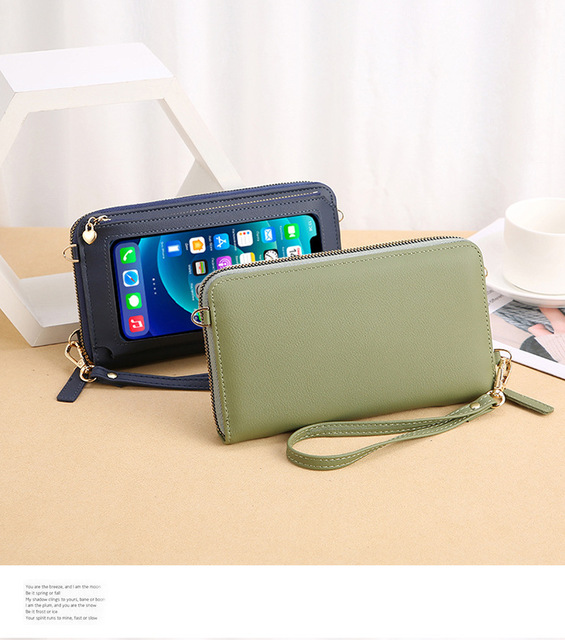 Duża, skórzana damska torebka na ramię z długim paskiem, pojemna, z prostym ekranem dotykowym na telefon, koloru jednolitego - Wianko - 25