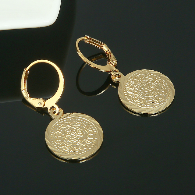 Kolczyki wiszące - złoty kolor Vintage: monety starożytne, modne akcesoria biżuteryjne dla kobiet - Wianko - 2