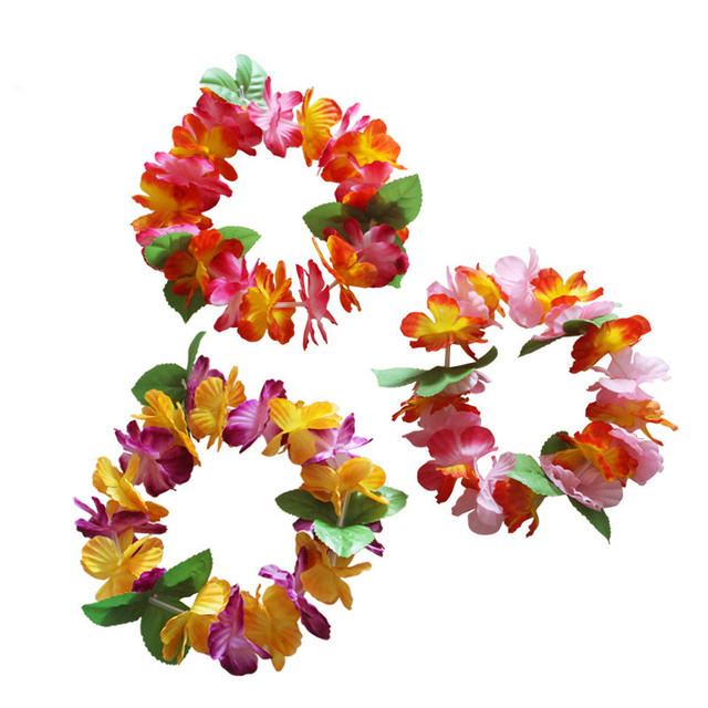 Zagęszczony zestaw 3 hawajskich Leis do Hula Dance Luau Party - kwiatowe naszyjniki Leis dla firm i uroczystości - Wianko - 4