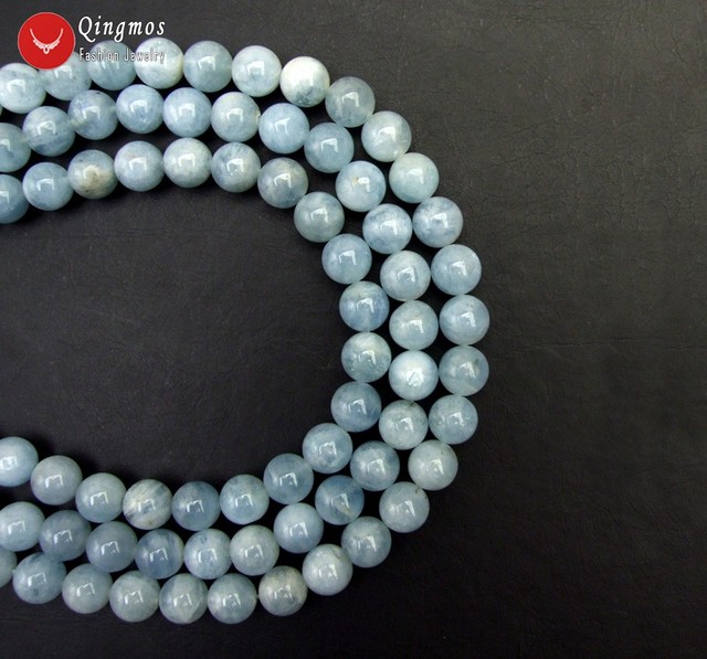 Koraliki niebieskiego akwamarynu Qingmos 7-8mm - DIY biżuteria naszyjnik bransoletka kolczyk, luźne kamienie szlachetne 15 - Wianko - 19