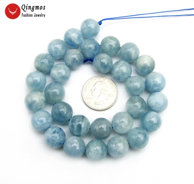 Koraliki niebieskiego akwamarynu Qingmos 7-8mm - DIY biżuteria naszyjnik bransoletka kolczyk, luźne kamienie szlachetne 15 - Wianko - 24