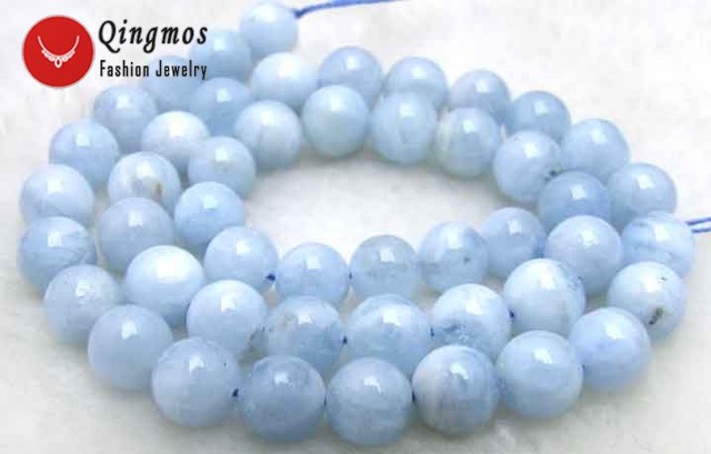 Koraliki niebieskiego akwamarynu Qingmos 7-8mm - DIY biżuteria naszyjnik bransoletka kolczyk, luźne kamienie szlachetne 15 - Wianko - 6