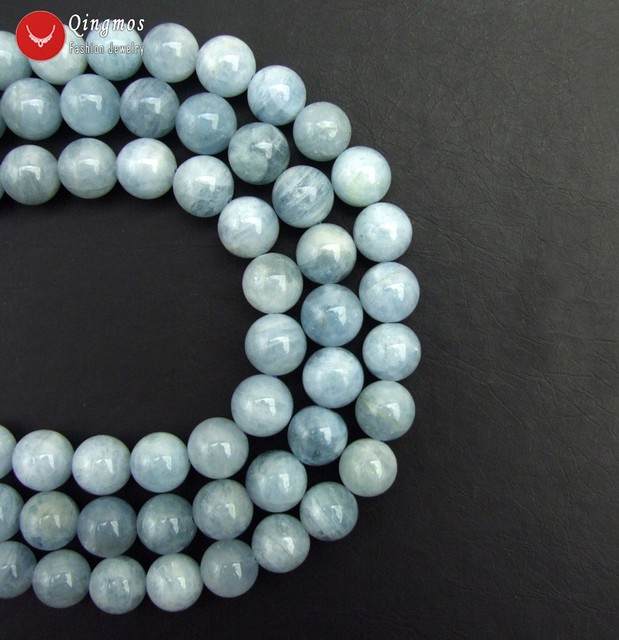 Koraliki niebieskiego akwamarynu Qingmos 7-8mm - DIY biżuteria naszyjnik bransoletka kolczyk, luźne kamienie szlachetne 15 - Wianko - 22