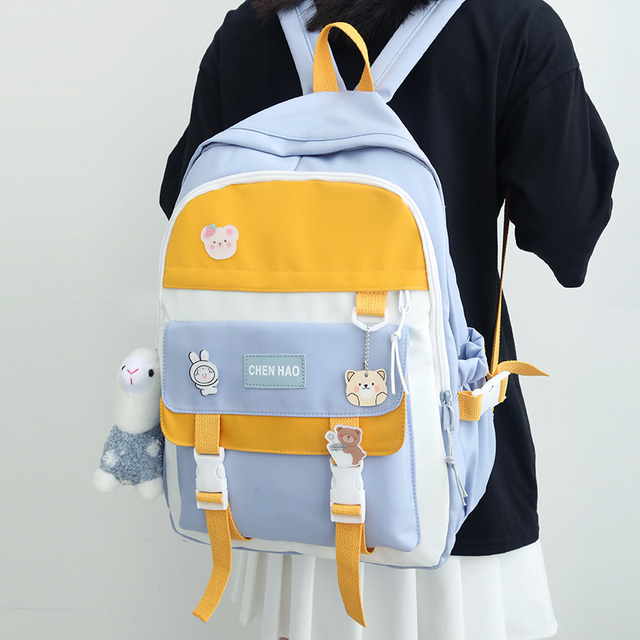 Modna torba plecak dla dziewczyny, ozdobiona odznaką, w stylu Harajuku - Wianko - 9