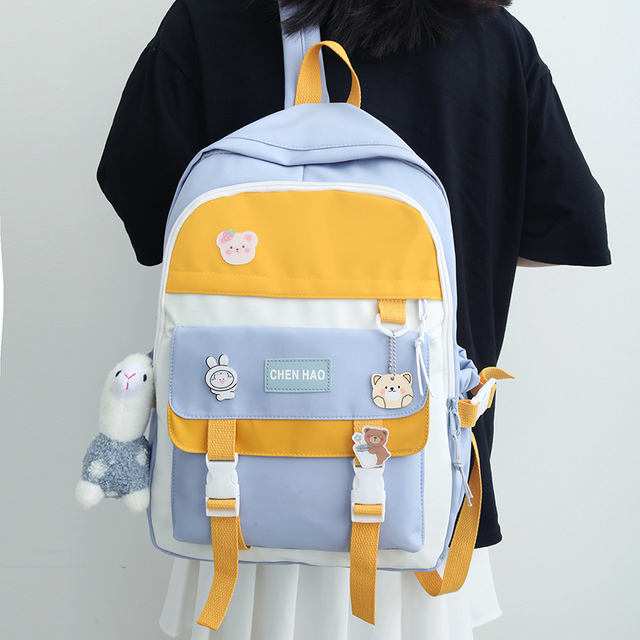 Modna torba plecak dla dziewczyny, ozdobiona odznaką, w stylu Harajuku - Wianko - 10