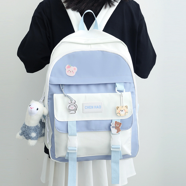 Modna torba plecak dla dziewczyny, ozdobiona odznaką, w stylu Harajuku - Wianko - 8