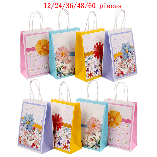 Nowa papierowa torba z uchwytem na zakupy dla wózków dziecięcych - idealna na Baby Shower, eventy i przyjęcia z motywem kwiatowym - Wianko - 2