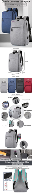 Plecak podróżny zabezpieczający przed kradzieżą 2020 dla biznesmenów laptop 14-15.6 cala z portem USB - Mochila - Wianko - 1
