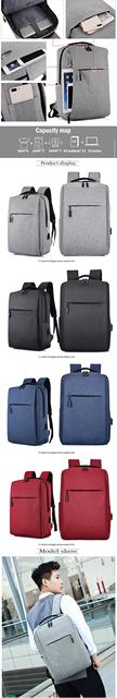 Plecak podróżny zabezpieczający przed kradzieżą 2020 dla biznesmenów laptop 14-15.6 cala z portem USB - Mochila - Wianko - 2