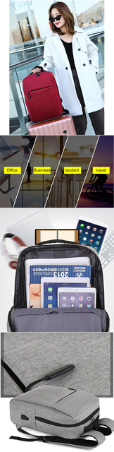 Plecak podróżny zabezpieczający przed kradzieżą 2020 dla biznesmenów laptop 14-15.6 cala z portem USB - Mochila - Wianko - 4