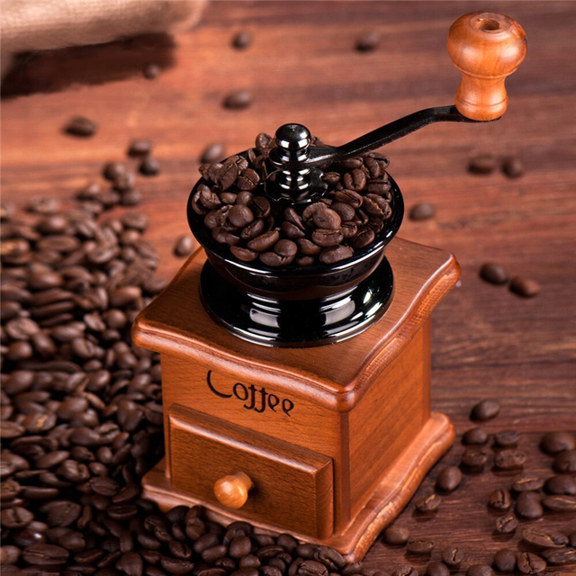 Ręczny młynek do kawy ze stali nierdzewnej LMETJMA Retro z drewnianą rączką i szczotką do czyszczenia - Wianko - 11